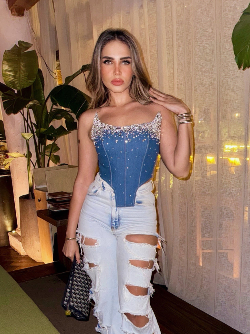 Crystal Denim Corset