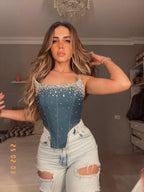 Crystal Denim Corset