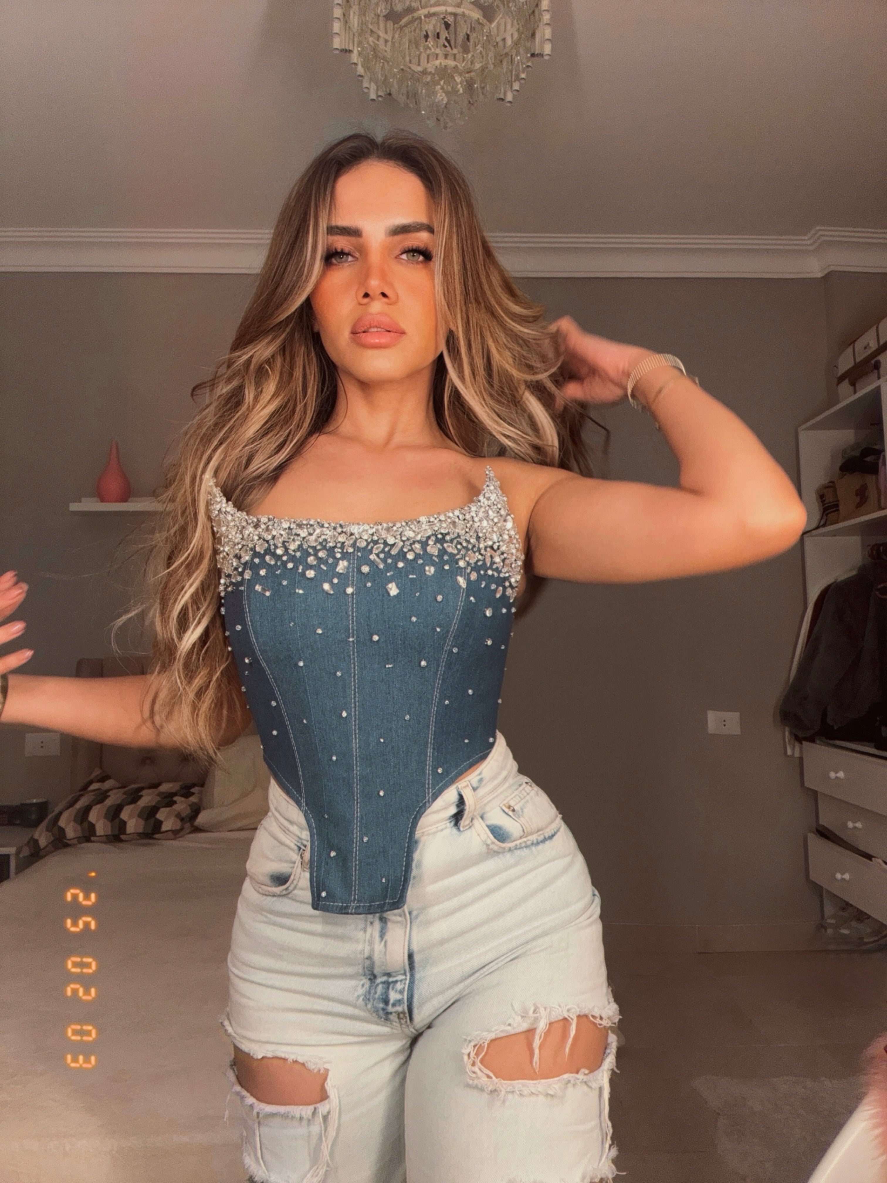 Crystal Denim Corset