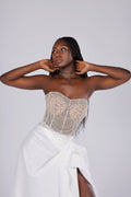 Intricate Embroidered White  Corset