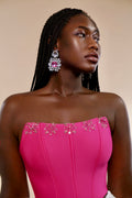 Rhinestoned Rose Earring.