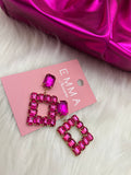 Fuchsia Geometric Earrings